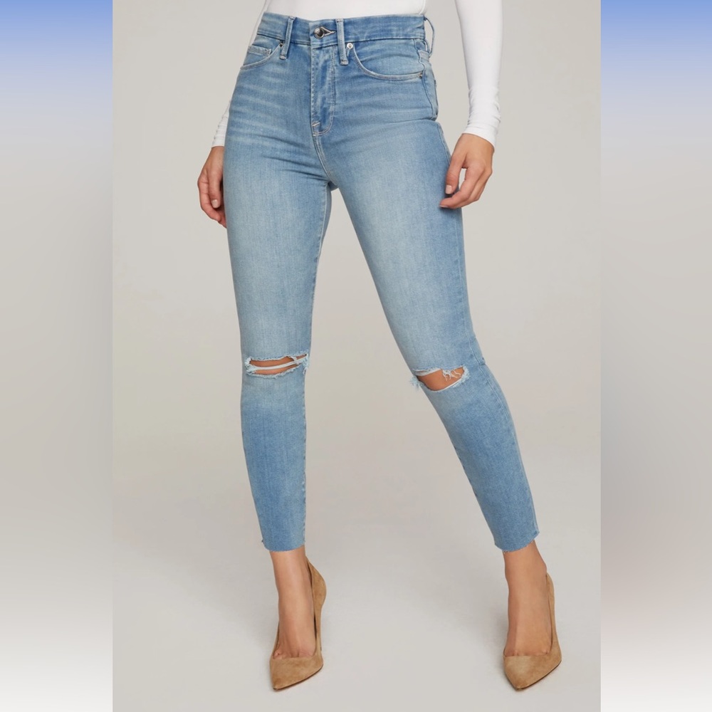 NWOT Good American Skinny Jeans Cropped Distressed Size 25/0